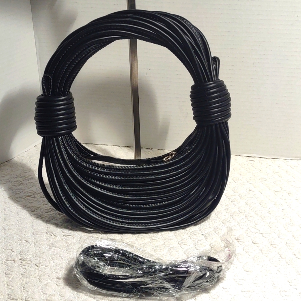 Woven Rope-Style Black Handbag - Picture 3 of 4